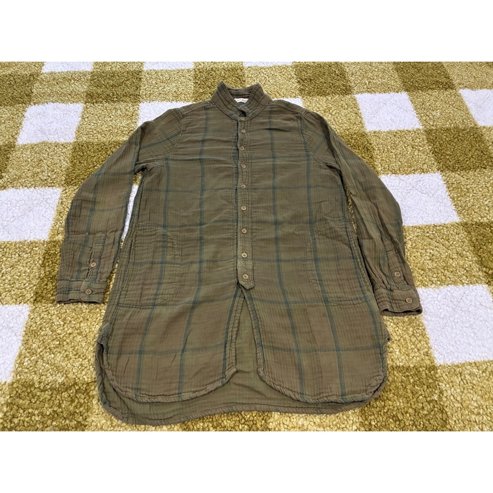 Free People x CP Shades Olive Green Plaid Cotton Gauze Tunic Shirt Small USA